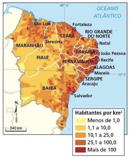 Densidade Demográfica do Nordeste